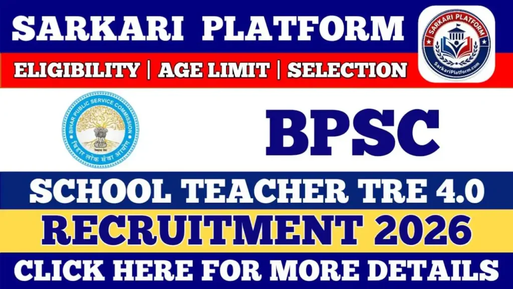 BPSC School Teacher TRE 4.0 Notification 2026 PDF SarkariPlatform.com