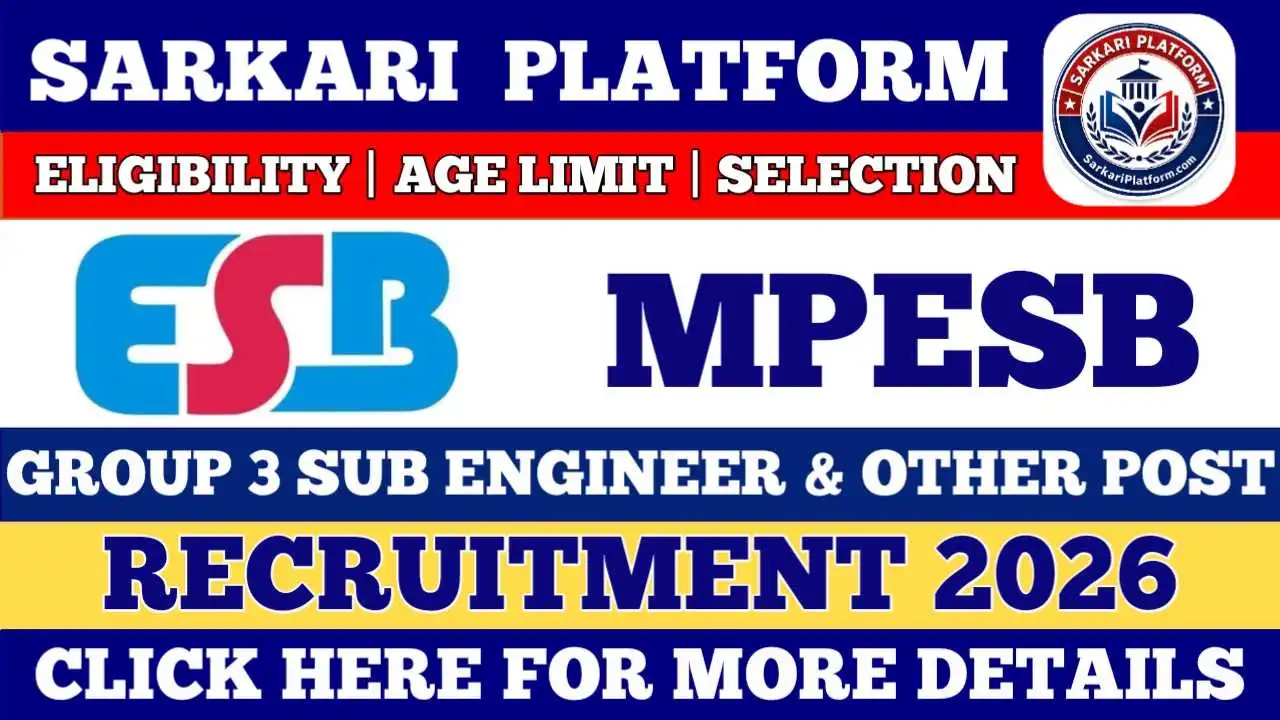 MPESB Group 3 Sub Engineer & Other Post Notification 2026 SarkariPlatform.com